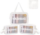Clear Travel Toiletry Wash Bag Set