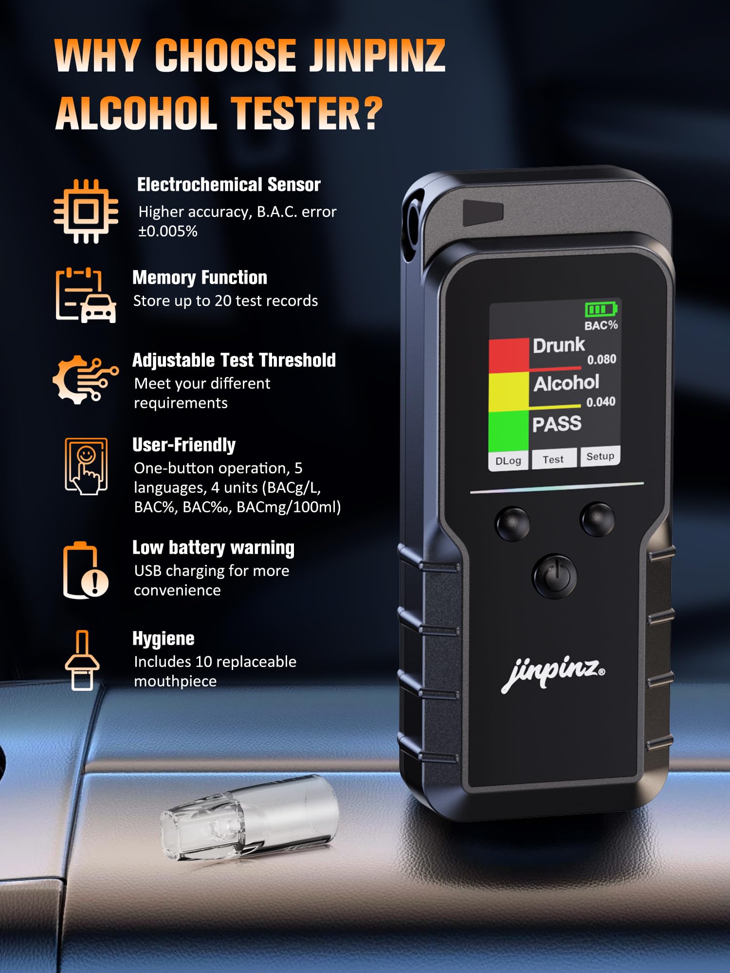 why electrochemical sensor better - alternate angle side view | JINPINZ UK