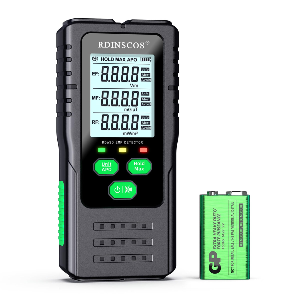 EMF meter - front view product shot | RDINSCOS UK