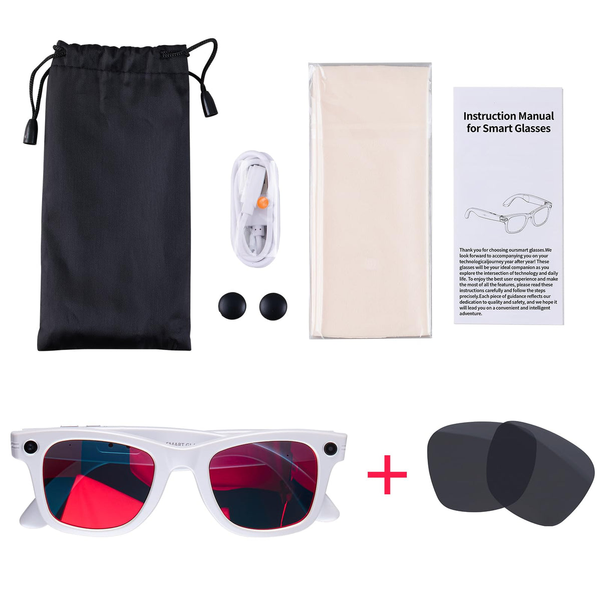 AI Smart Glasses with 8MP Camera 1080P HD Video &amp; 4K Photo , Audio Recording