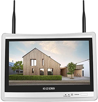 Hiseeu 8-Channel Wireless CCTV System with 12" LCD Monitor