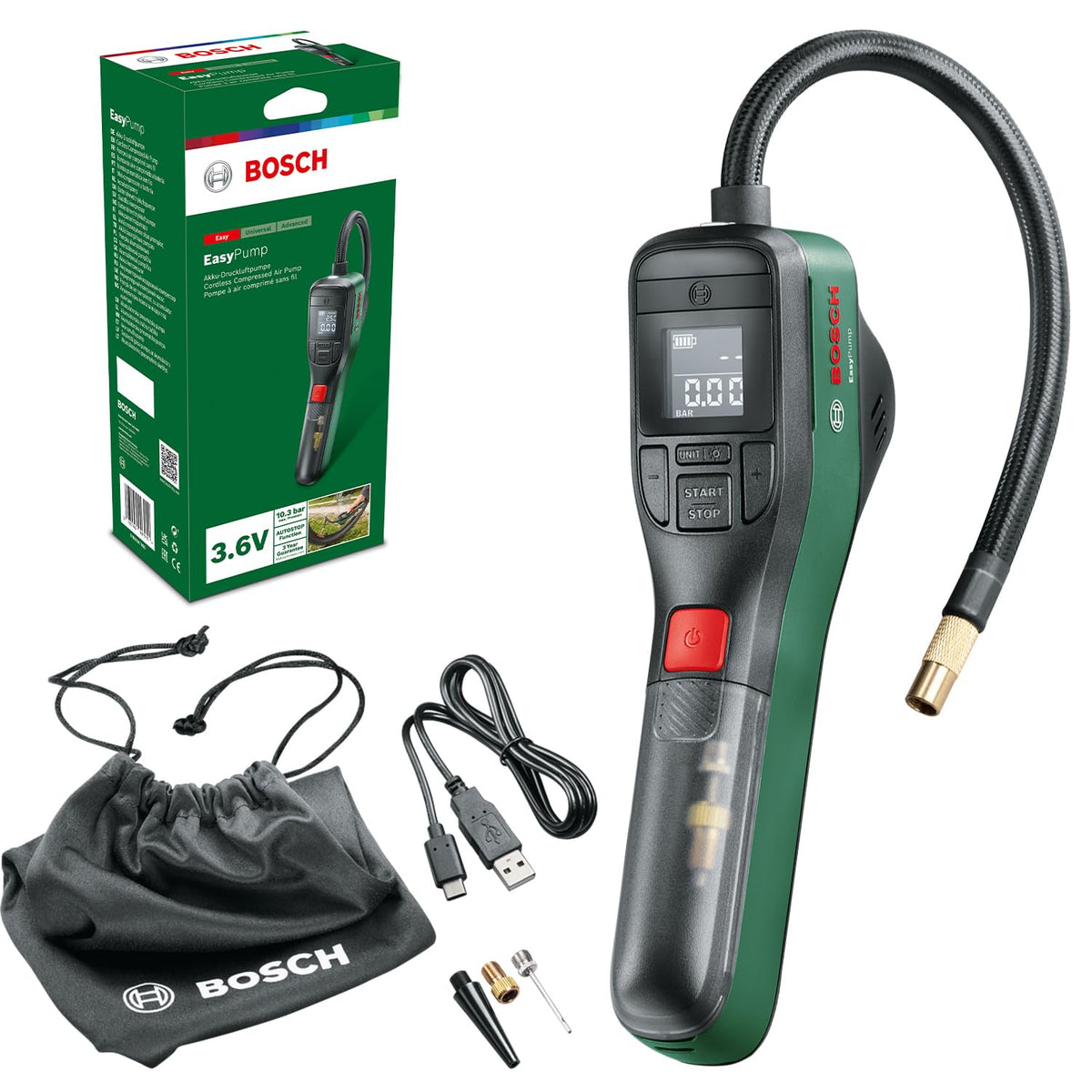 BOSCHPOR electric bike pump USB-C cordless control