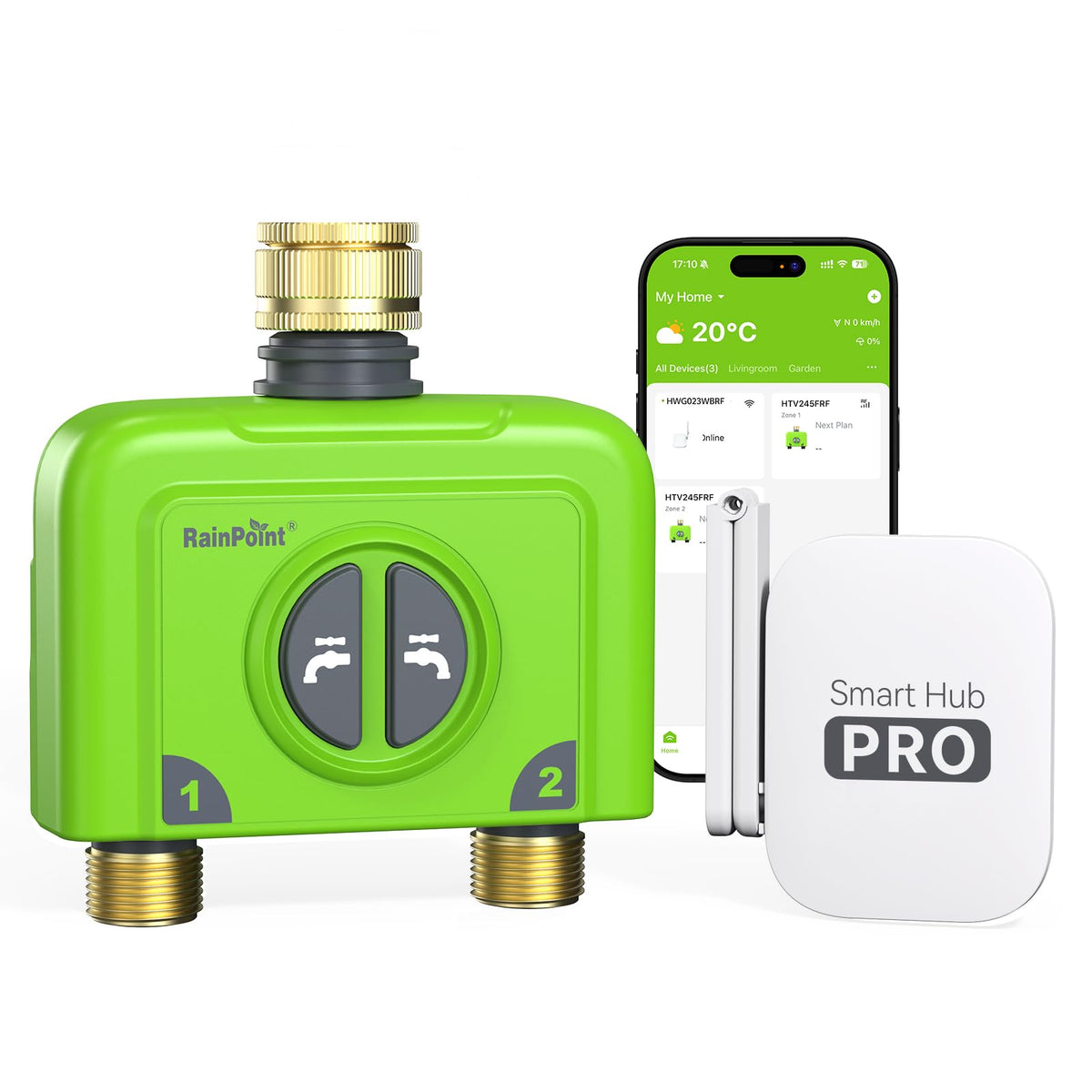 RAINPOLRRIG 2-Zone Smart WiFi Water Timer & Hub
