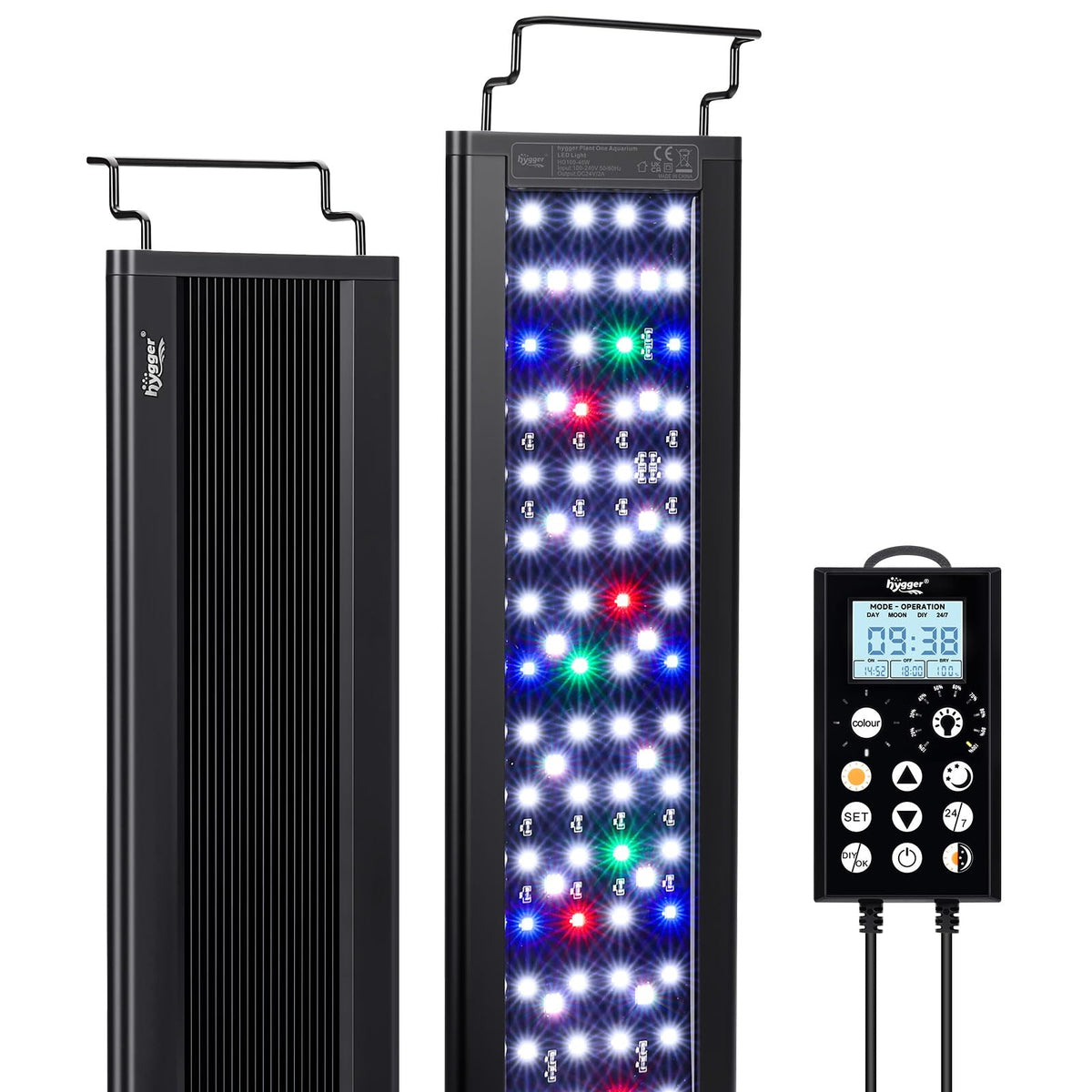 HYGGER Fish Tank Light, Aquarium LED Light, Full Spectrum Aquarium Light with LCD Monitor