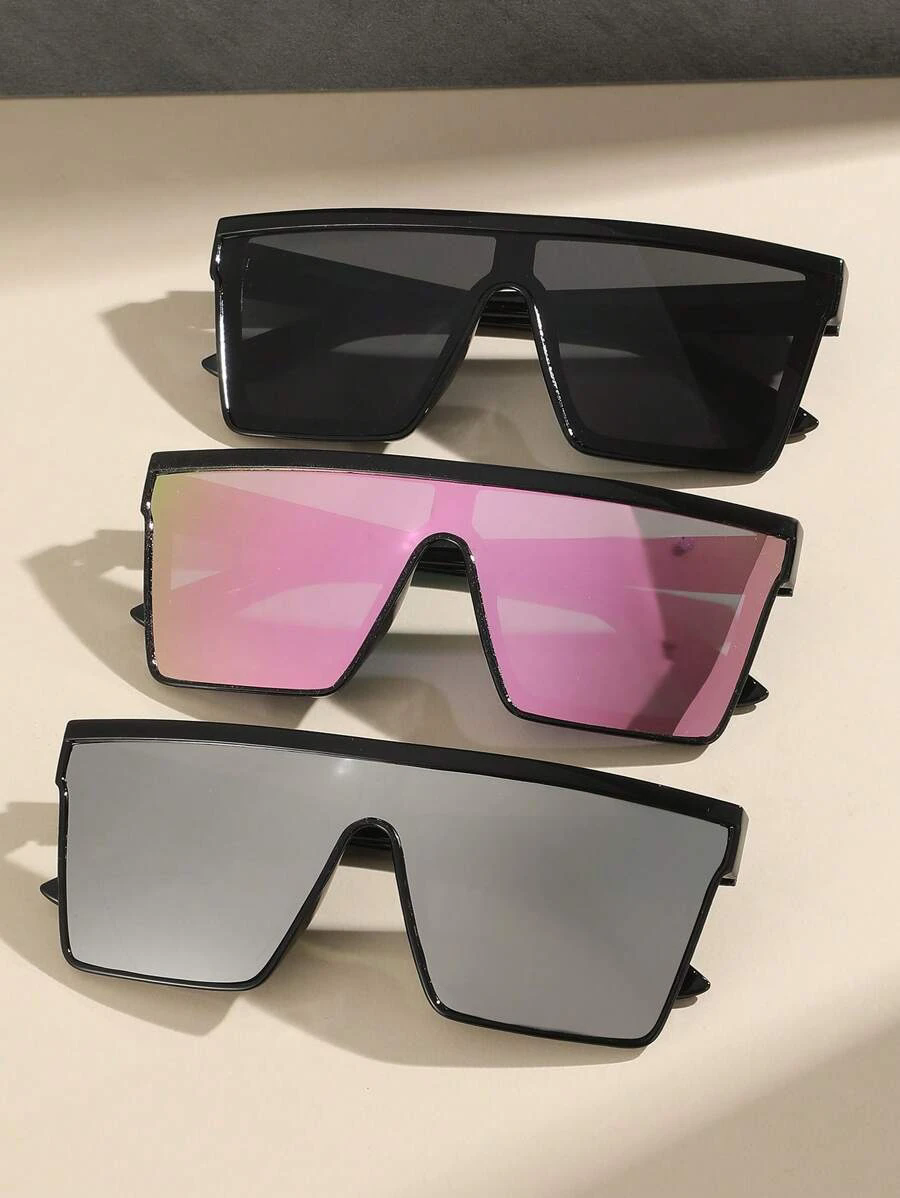 3Pairs Flat Top Square Frame Sunglasses For Outdoor