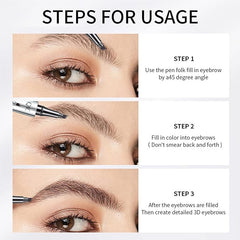 Eyebrow Pencil - Waterproof Tattoo Brow Pen With Fork Tip Long-Lasting Brow Tint For Makeup Rapid Natural Brow Beginners Color Contour