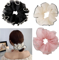 3 Pcs Solid Color Hair Tie High Elastic Large Intestine Hair Ring Oversized Elegant Hair Scrunchie For Women