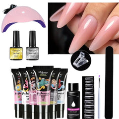 9 PCS Nail Extension Gel Kit (Need UV Lamp Therapy Machine To Make It Firm) & Base Coat In The Gel Kit Nail Art Nail Care Nail Polish