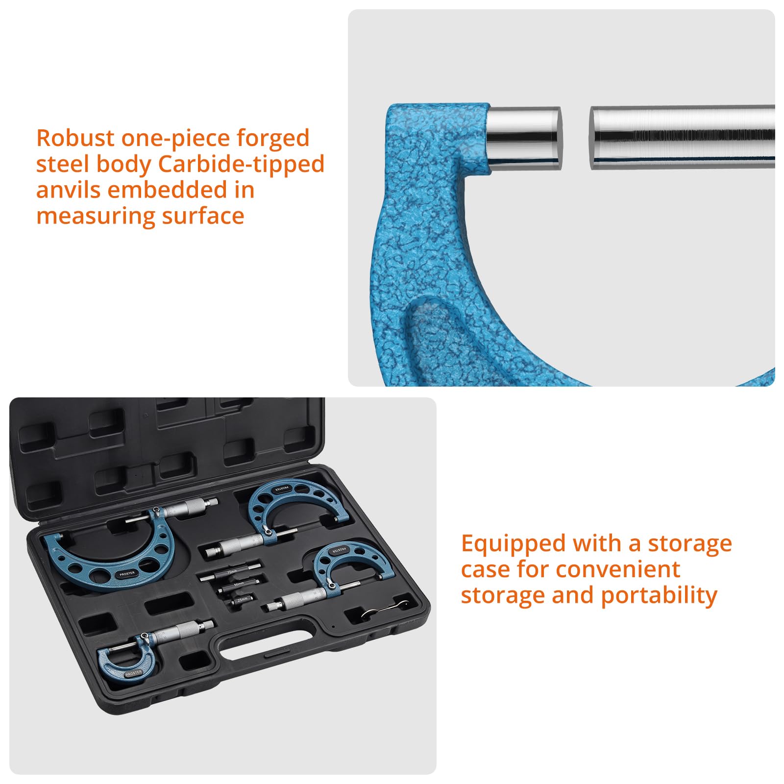 outside micrometer set - alternate angle side view | PROSTER UK