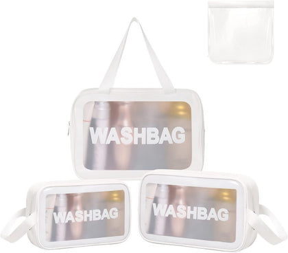 Clear Travel Toiletry Wash Bag Set