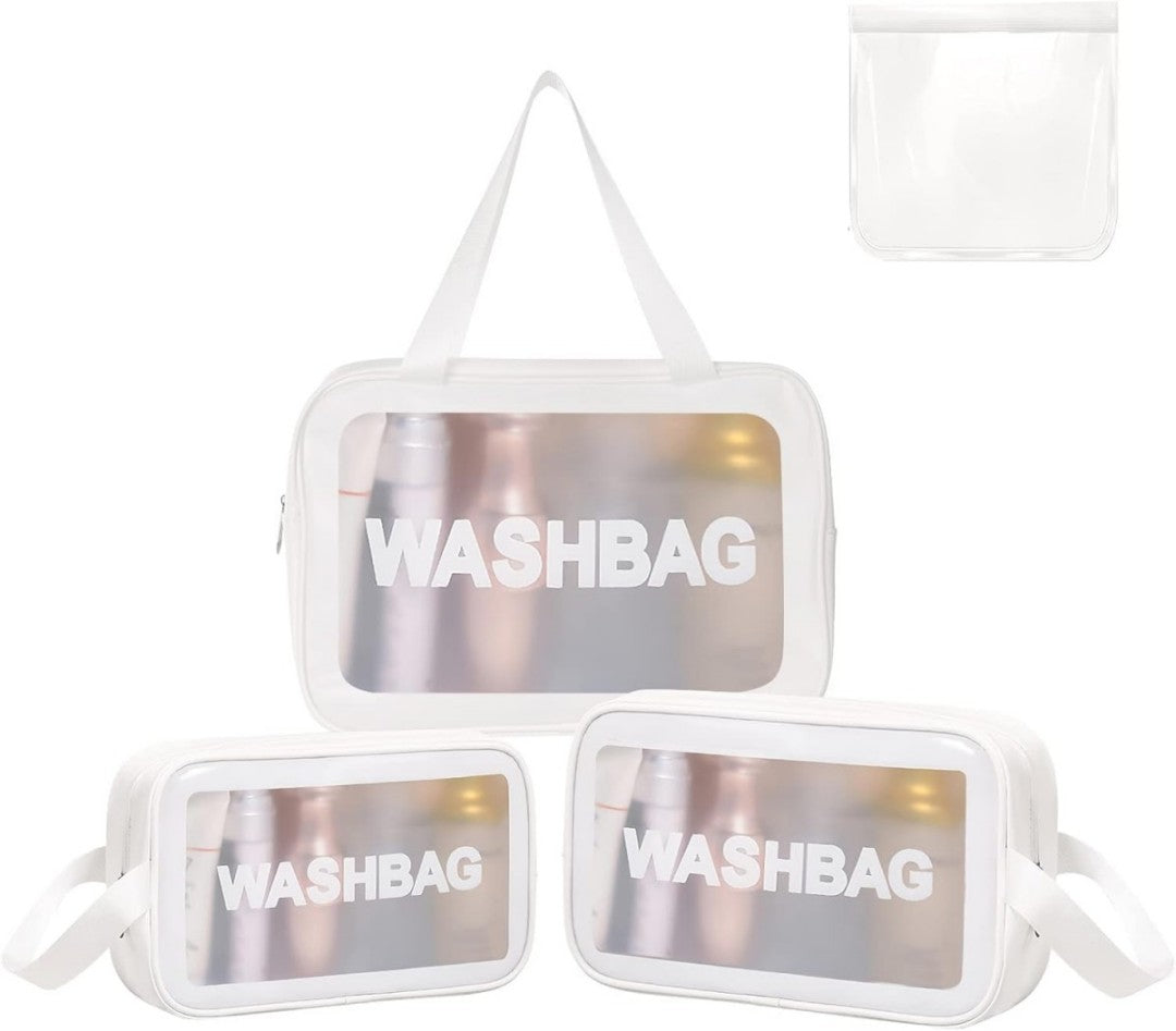 Clear Travel Toiletry Wash Bag Set