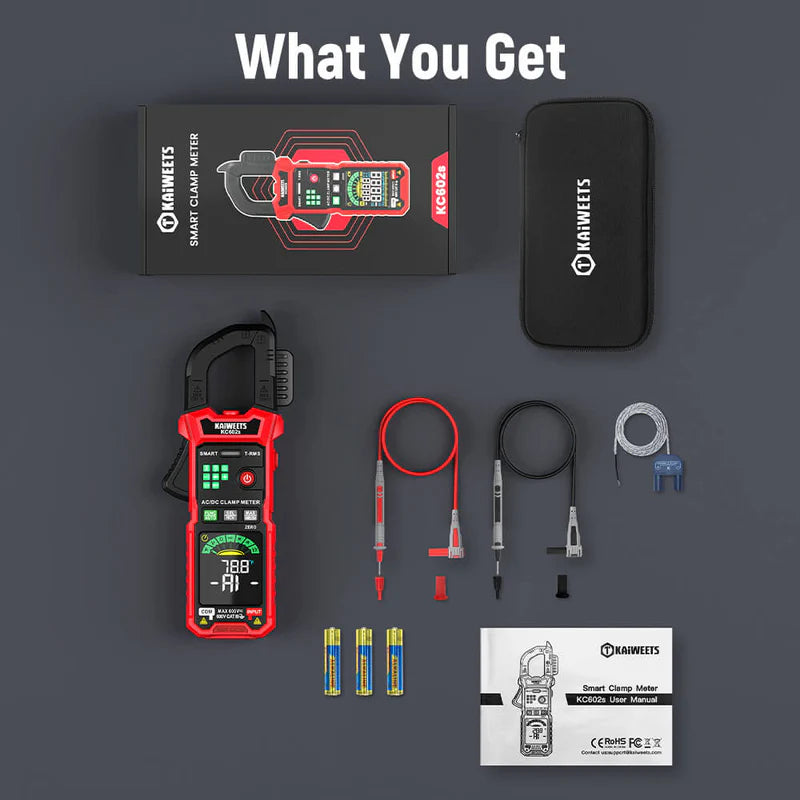 digital electrical tester - complete package contents | KAIWEETSCLAMPMETER UK