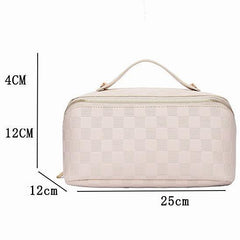 Large-Capacity Travel Cosmetic Bag, Large Travel Makeup Bag, Waterproof Portable Leather Makeup Bags, Double-Layered Cosmetic Bag, Multifunctional Storage Makeup Bags for Women Ideal as a gift, comes with dust bag