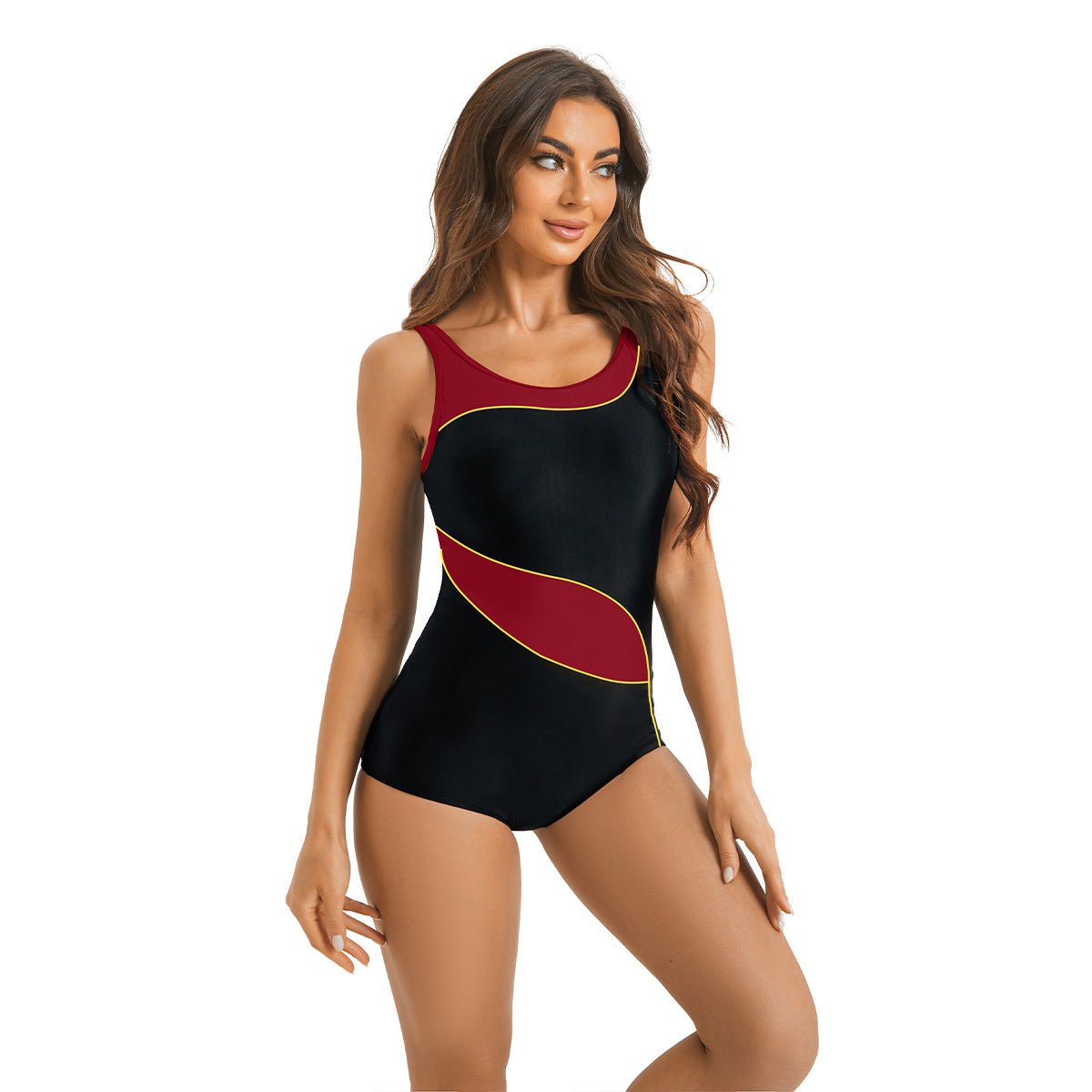 Boltoo Black And Red One Piece Swimsuit2856