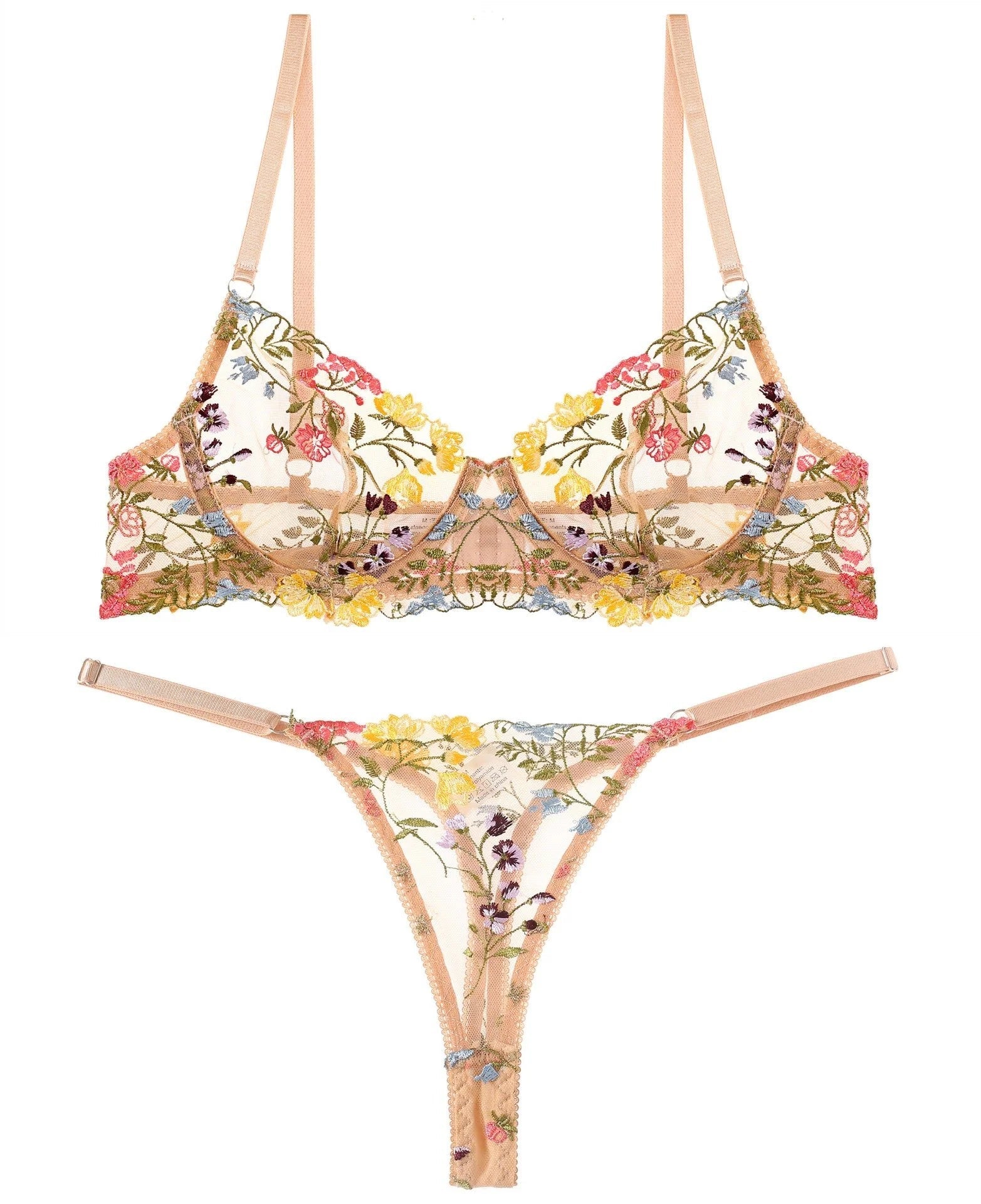 Boltoo Sheer Floral Embroidery Bra Set7191