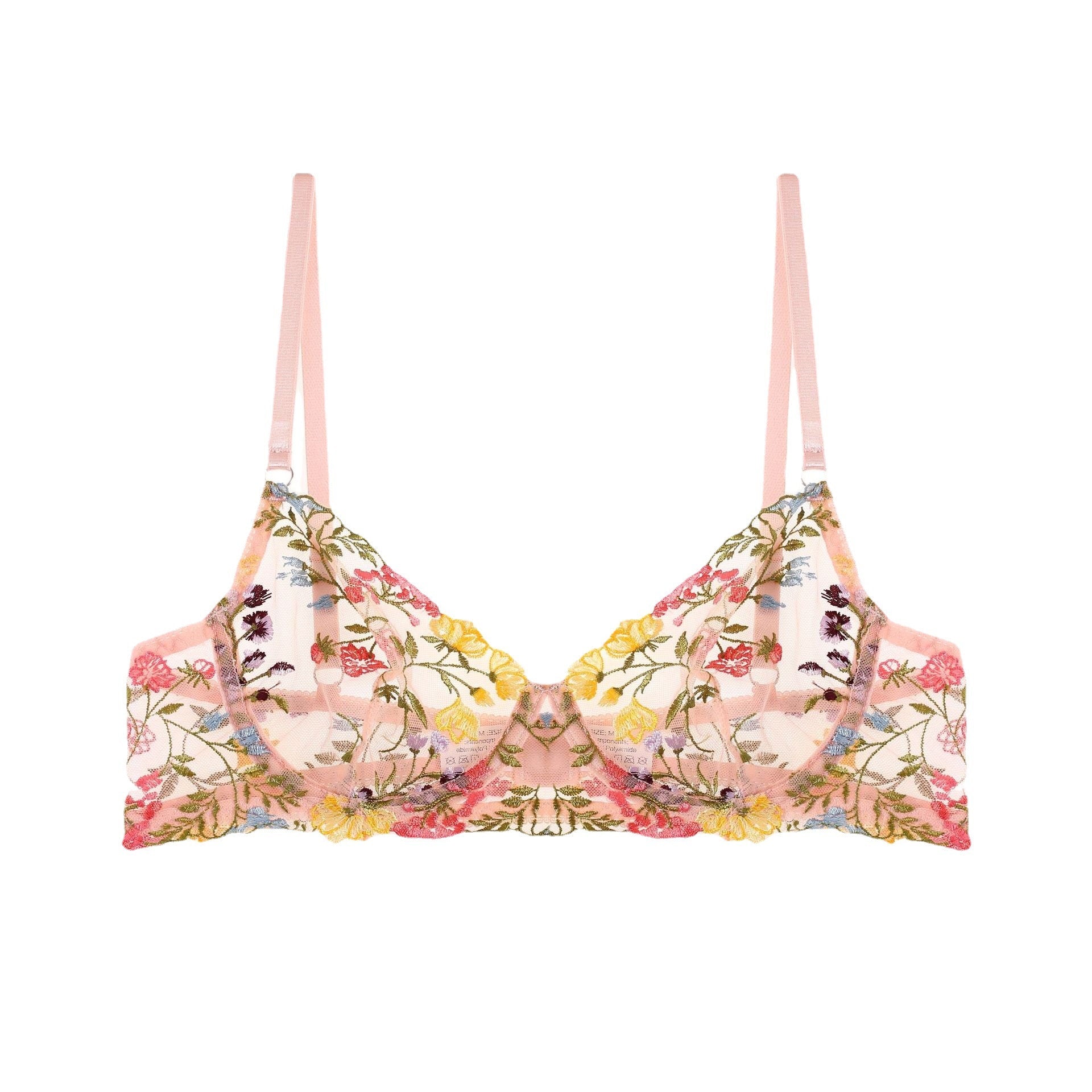 Boltoo - Boltoo Sheer Floral Embroidery Bra Setlingerie for women