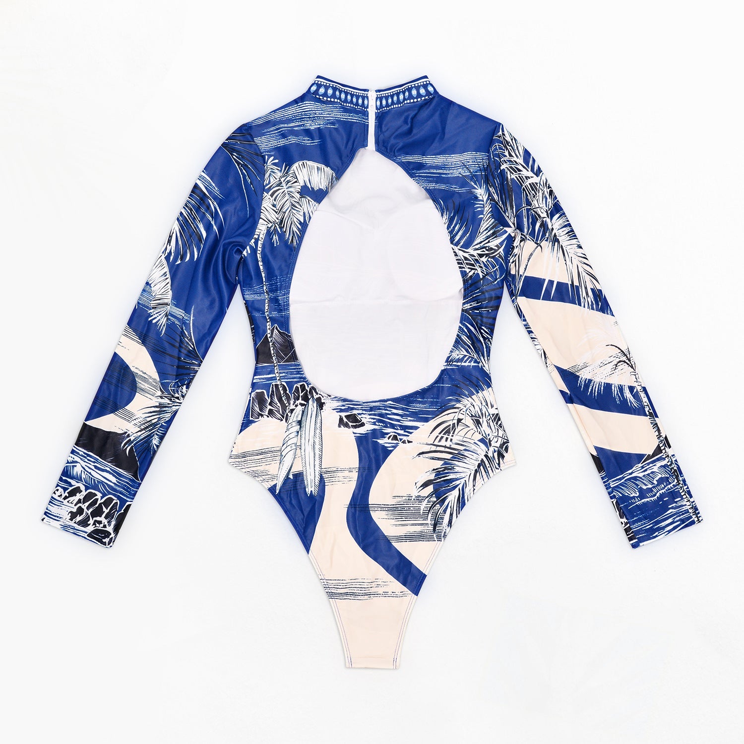 Boltoo Cutout Long Sleeve One Piece SwimsuitMYY - 4067 - Blue - S