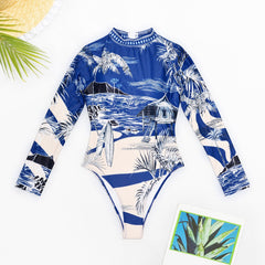 Boltoo Cutout Long Sleeve One Piece SwimsuitMYY - 4067 - Blue - S