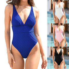 Boltoo Deep V Neck One Piece Swimsuit4023 - Sapphire blue - S