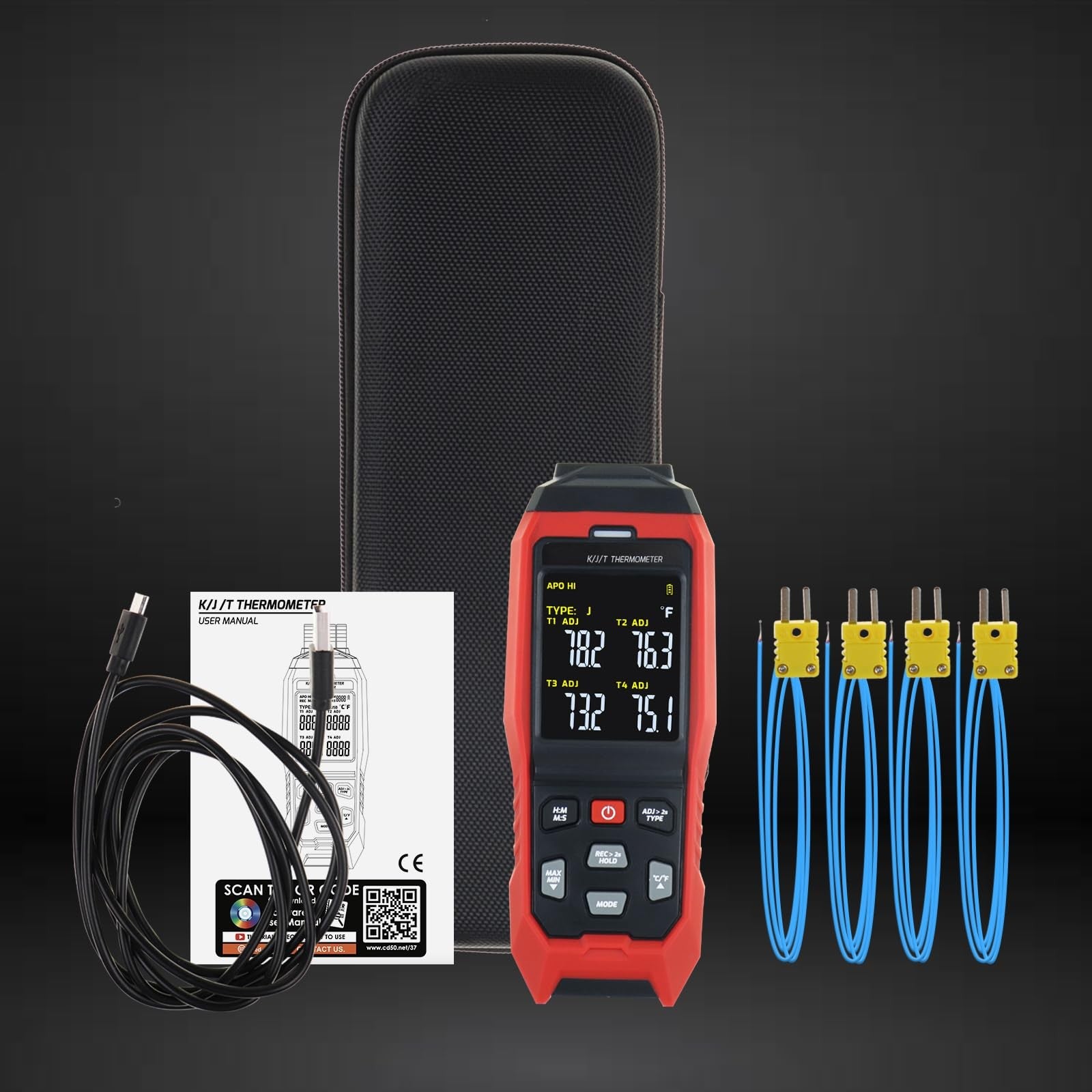 thermocouple thermometer - alternate angle side view | GAINEXPRESS UK