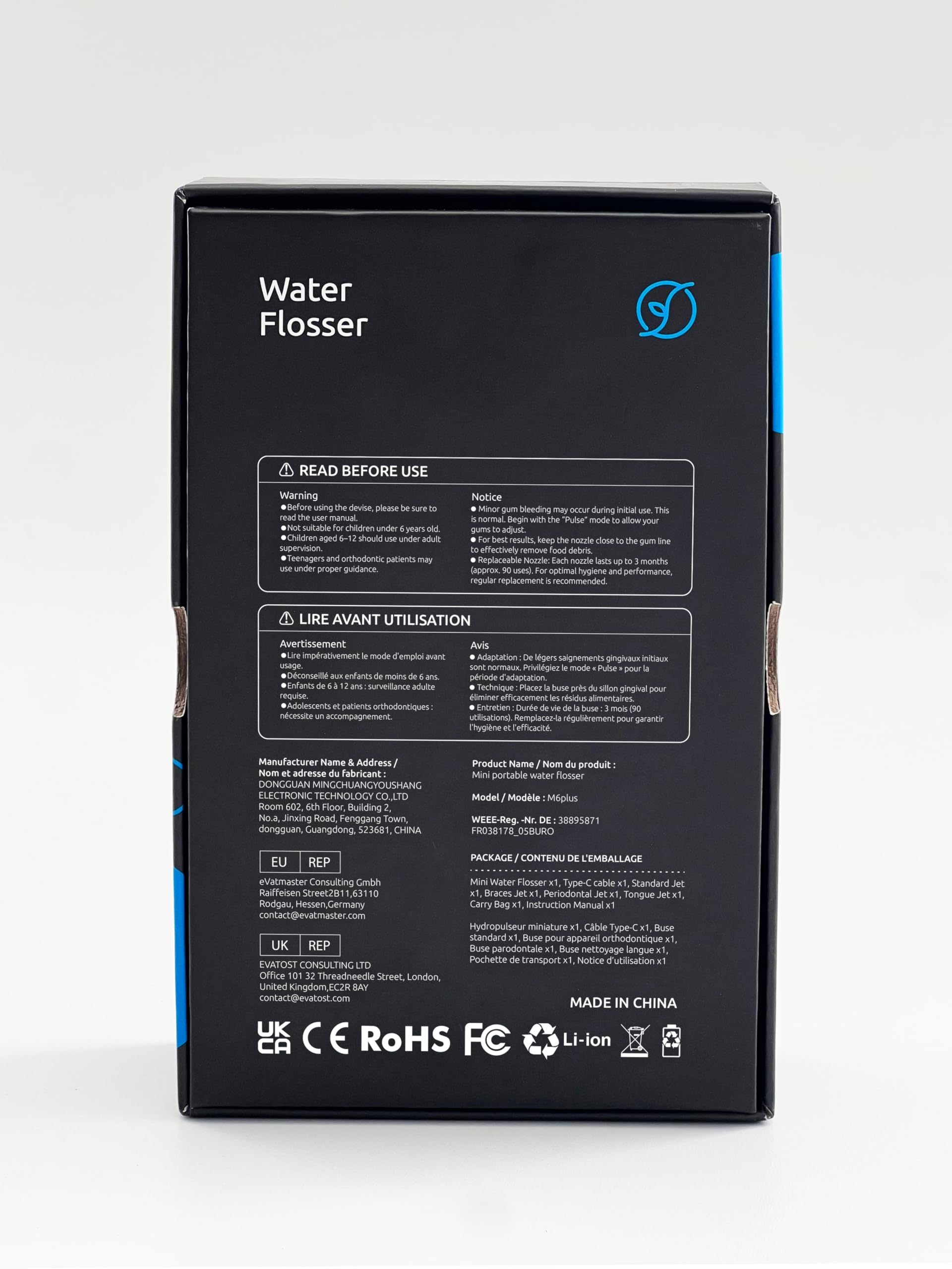 water flosser - complete package contents | SYNHOPEWF UK