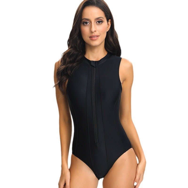 Boltoo Front Zip One Piece Swimsuit22038 - Black - S