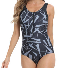 Boltoo Geometric Print One Piece Swimsuit2024 - 150 - BLACK - S