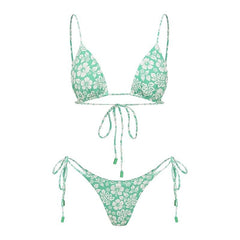 Boltoo - Boltoo Green Flower Triangl BikiniBeach Swimwear