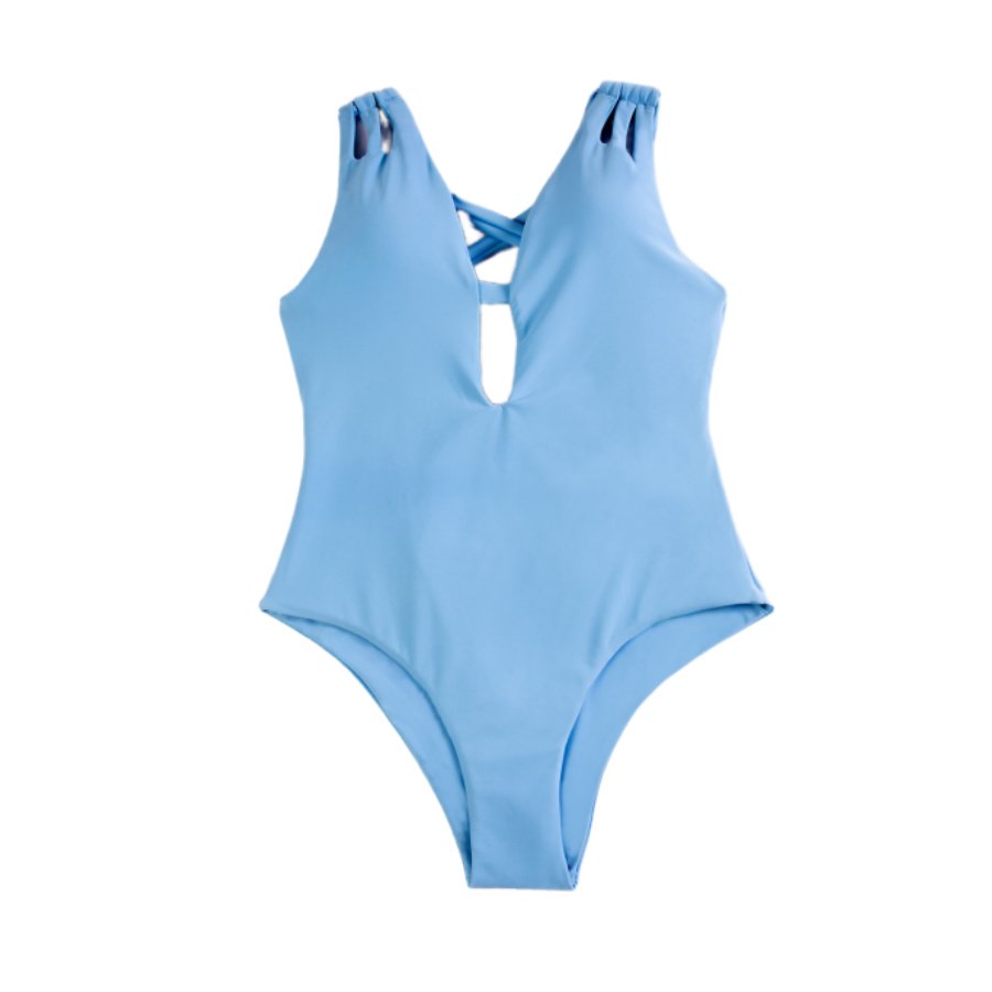 Boltoo Hollow Out Tight One Piece Swimsuit2037 - Blue - S