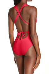 Boltoo Hollow Out Tight One Piece Swimsuit2037 - Red - S