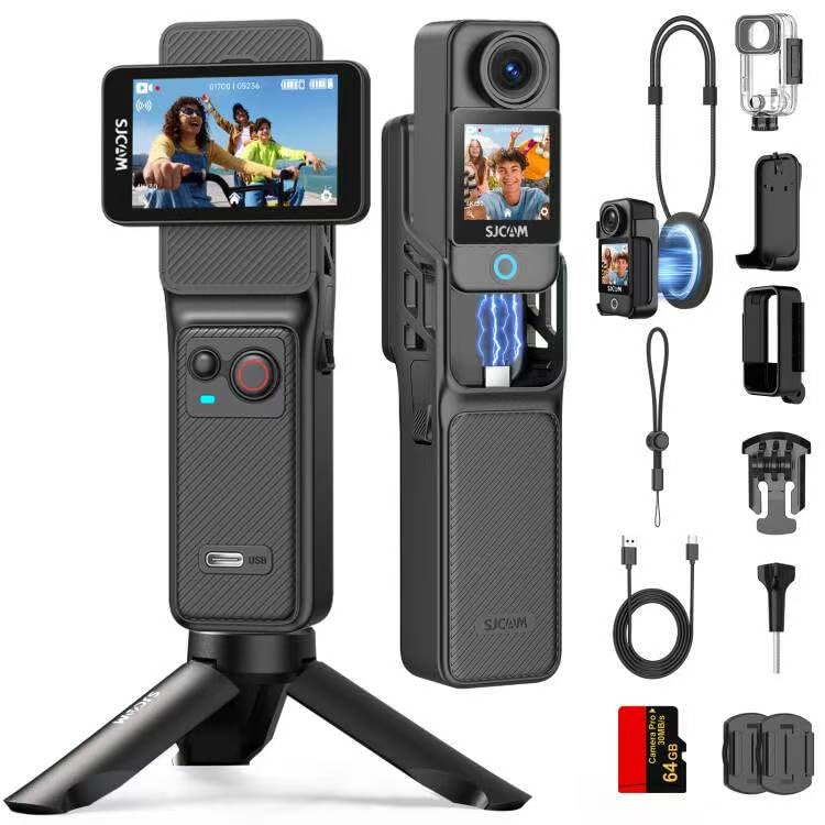 SJCAM C400 Vlogging Creators Combo, with 64GB Card, 4K Pocket Handheld Action