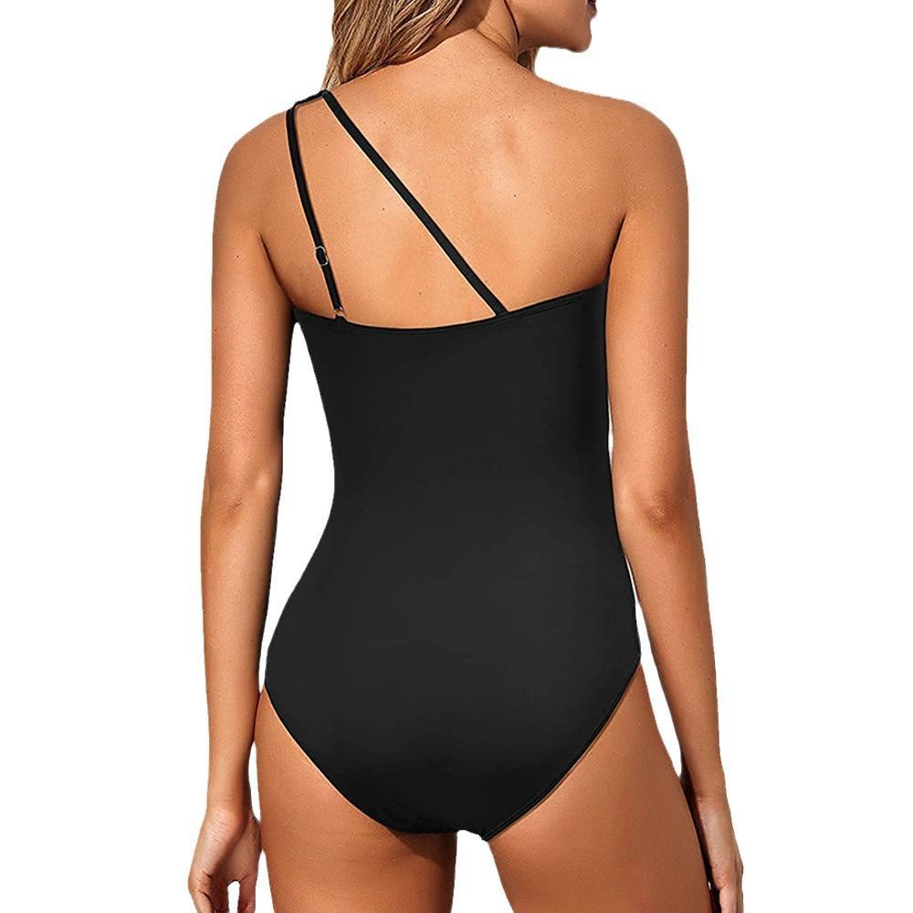 Boltoo One Shoulder One Piece SwimsuitBY002 - Black - S