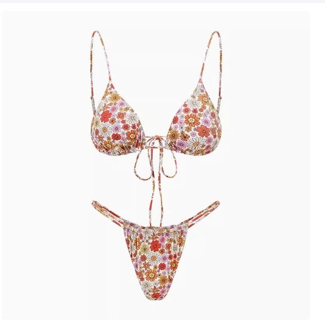 Boltoo - Boltoo Orange Flower Triangl BikiniBeach Swimwear