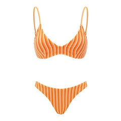 Boltoo - Boltoo Orange Stripes BikiniBeach Swimwear