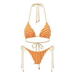 Boltoo - Boltoo Orange Stripes Triangl BikiniBeach Swimwear