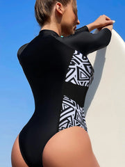 Boltoo Patchwork One Piece SwimsuitYG - 450 - Black - S