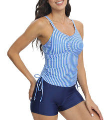 Boltoo Split Drawstring Boxer Shorts Tankini002 - Blue - S