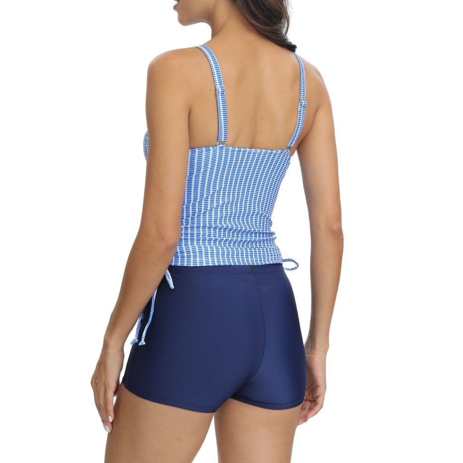 Boltoo Split Drawstring Boxer Shorts Tankini002 - Blue - S